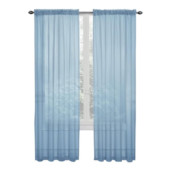 Sheer Curtains for Bedroom Windows, Basic Rod Pocket Voile Sheer Panels with Light Filter Window Treatments for Nursery/Bedroom, Blue, 1 Panel, W39.4"x L78.8"