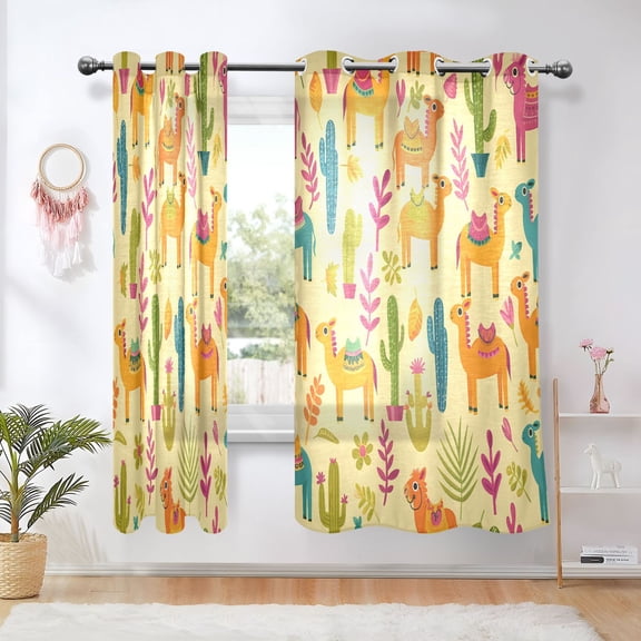 Sheer Curtains Grommet Drapes Window Treatments Light Filtering for Bedroom Living Room 2 Panels 42" x 63" Cactus Camel Leaf