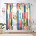 thumbnail image 1 of Sheer Curtains Grommet Drapes Window Treatments Light Filtering for Bedroom Living Room 2 Panels 42" x 63" Colorful Block Doodle, 1 of 7