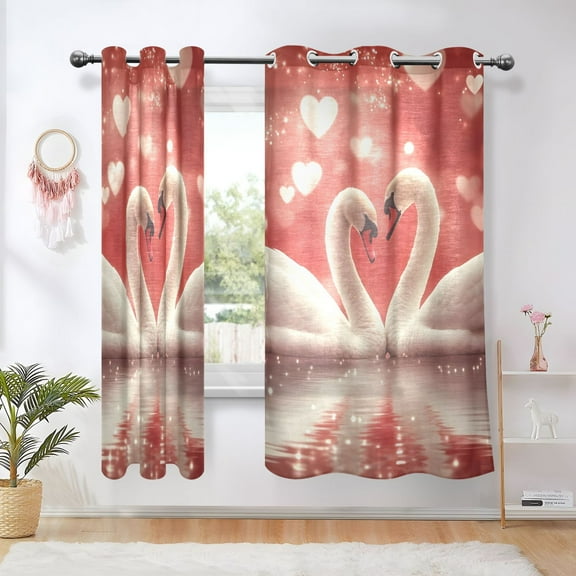 Sheer Curtains Grommet Drapes Window Treatments Light Filtering for Bedroom Living Room 2 Panels 42" x 63" White Swan Love