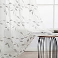 thumbnail image 1 of Sheer Curtains, Leaf Embroidery Sheer Window Curtains Faux Linen Textured Solid Grommet Voile Curtains for Living Room Bedroom, 52 x 54"Inch, Gray Embroidered,2 Panels, 1 of 7