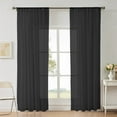 thumbnail image 1 of Sheer Curtains, Light Filtering Rod Pocket Solid Color Window Sheer Curtain Panels, Elegant Curtains & Drapes for Living Room, Bedroom,51X40 in （Black）, 1 of 6