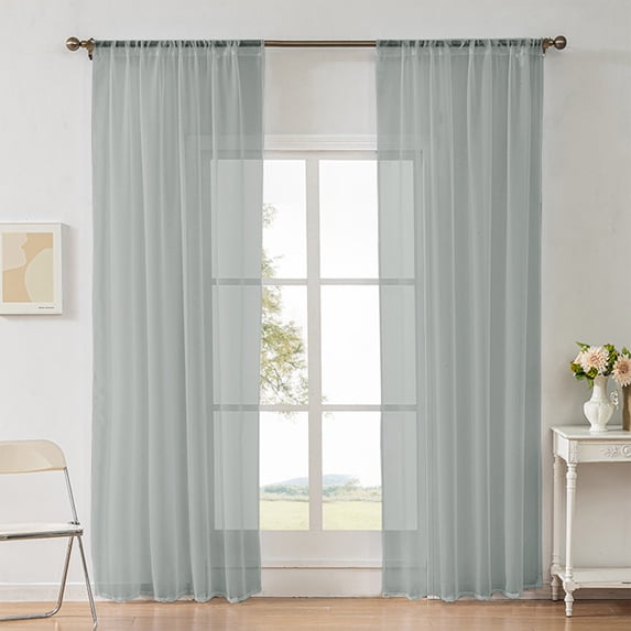 Sheer Curtains Lightweight Translucent Window Drapes Rod Pocket Curtain Panels For Living Room Bedroom Window Decoration