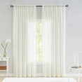 thumbnail image 1 of Sheer Curtains for Living Room Bedroom | Long White Transparent Voile Drapes 55x63 in | Embroidered Modern Striped Panel | Soft Breathable Window for Sliding Glass Door, 1 of 8