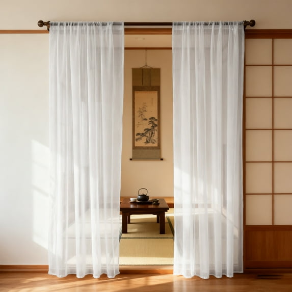 Sheer Curtains for Living Room, Lightweight Rod Pocket Sheer Drapes with Light Filtering, Translucent Window Curtain for Bedroom, Soft Polyester, 51.2x39.4in, 1 Panel