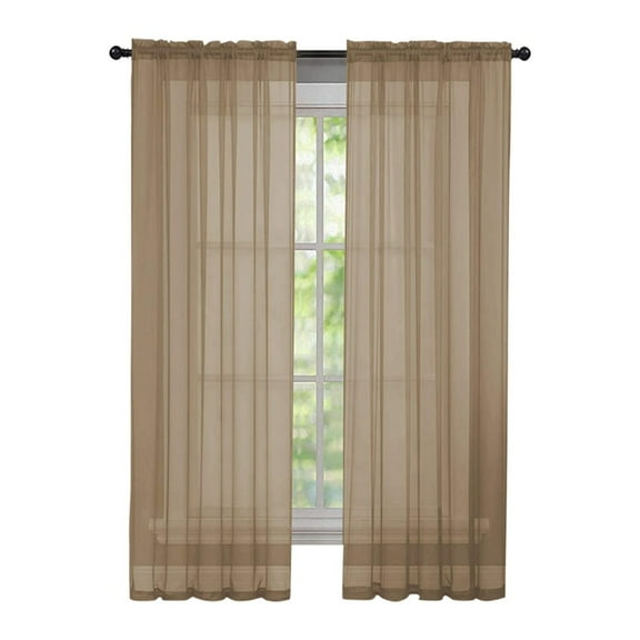 Sheer Curtains for Living Room - Privacy Linen Fabric Curtains Farmhouse Country Curtains for Patio Door Bedroom Bay Window, W 40 x L 78 inch, 2 Panels