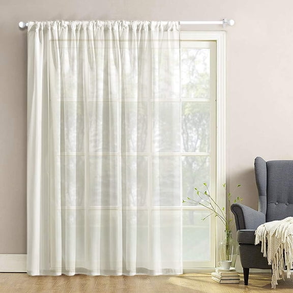 Sheer Curtains Off White Sheers Extra Wide Living Room Curtain Panels Sliding Glass Door Voile Window Bedroom Drapes Patio Door Rod Pocket Panel