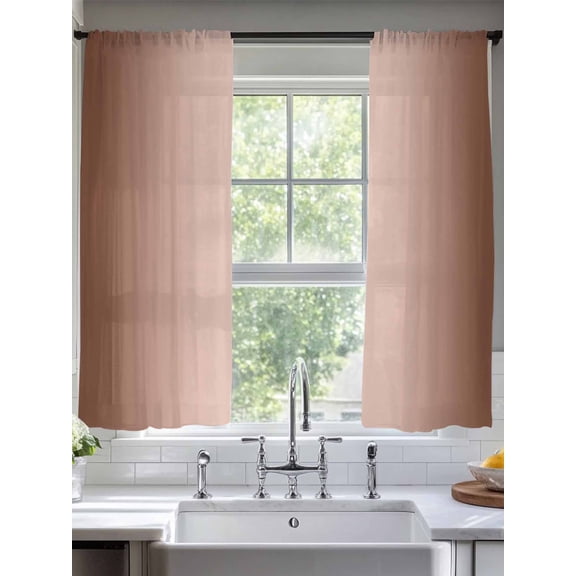 Sheer Curtains Ombre Maroon 2 Panels Voile Window Drapes Gradient Color Light Filtering Window Treatments Semi Sheer Curtain Panels for Living Room Bedroom Bathroom 52x63 inches