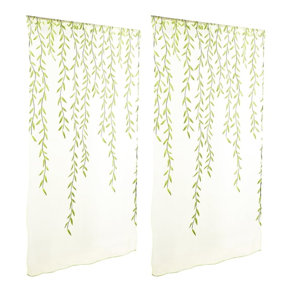 Clispeed Green Tulle Sheer Curtains for Window Shielding with Rod Pockets