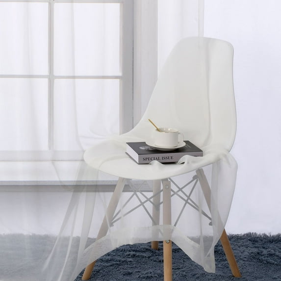 Sheer Curtains Set of 2, 54" X 84" Window Solid Sheer Curtain Drapes Grommet Top Panels for Bedroom Living Room Kitchen Color: Beige / Ivory