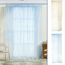 Sheer Curtains Textured Bedroom Curtain Sheers Light Filtering Rod Pocket Voile Curtains for Living Room, 54 x 94 inches Long, Blue