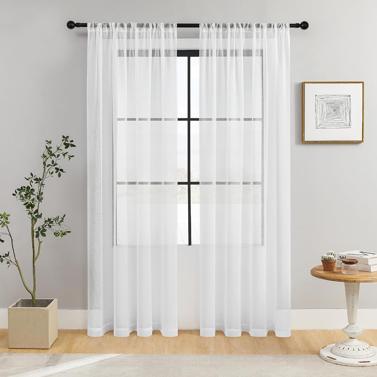 Sheer Curtains White 84 Inch Length Living Room Curtain Sheers