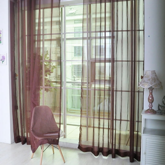 Sheer Voile Curtains for Bedroom Rod Pocket Window Treatment Curtain for Living Room Voile Drapes 1-2 Panels