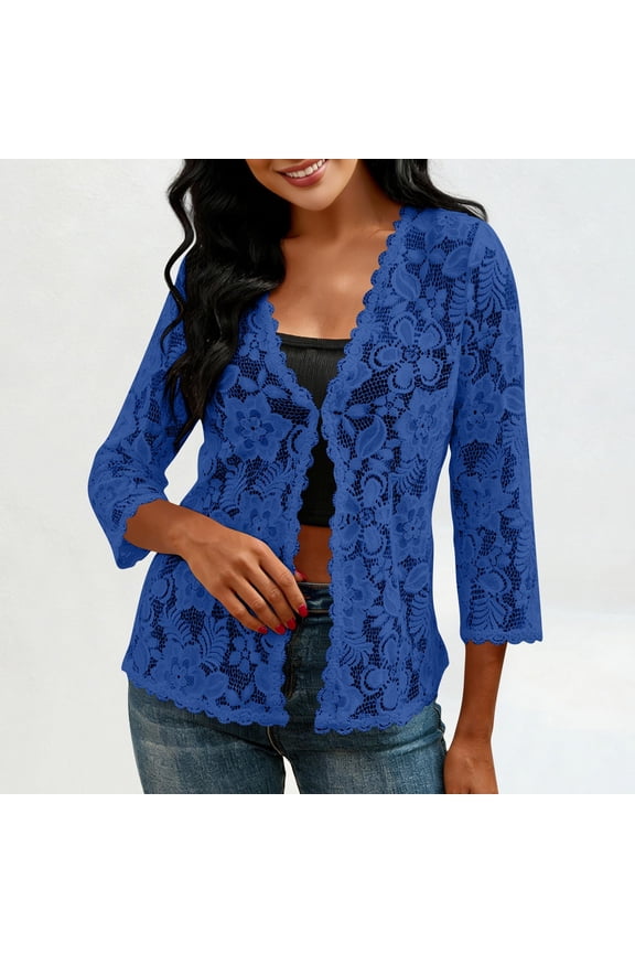 Sheer Embroidered Lace Cardigan for Women, Lightweight Loose-Fitting Cover-Up for Dresses and Beach