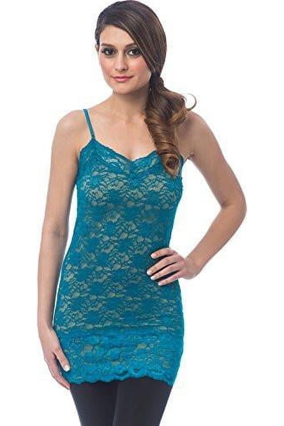 Sheer Extra Long Lace Cami w/ Adjustable Straps