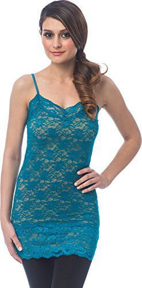 Sheer Extra Long Lace Cami w/ Adjustable Straps … 