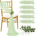 thumbnail image 1 of Sheer Fabric Wedding Chair Sashes: 36PCS Tulle Church Chair Cover Long Chairs Bows Aisle Drapes Party Decorations Sage Green, 1 of 12