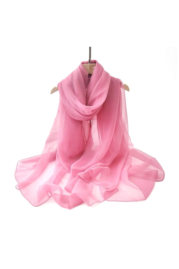 Sheer Gauze Scarf Wrap, Lightweight Sun Protection Shawl for Women, Soft Breathable Summer Neck Cover for Beach Vacation, Elegant Solid Color Scarf for Outdoor and Daily Use - Watermelon Red