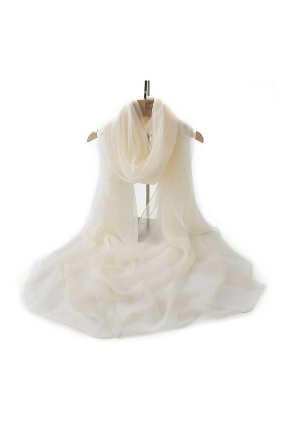 Sheer Gauze Scarf Wrap, Lightweight Sun Protection Shawl for Women, Soft Breathable Summer Neck Cover for Beach Vacation, Elegant Solid Color Scarf for Outdoor and Daily Use - Beige