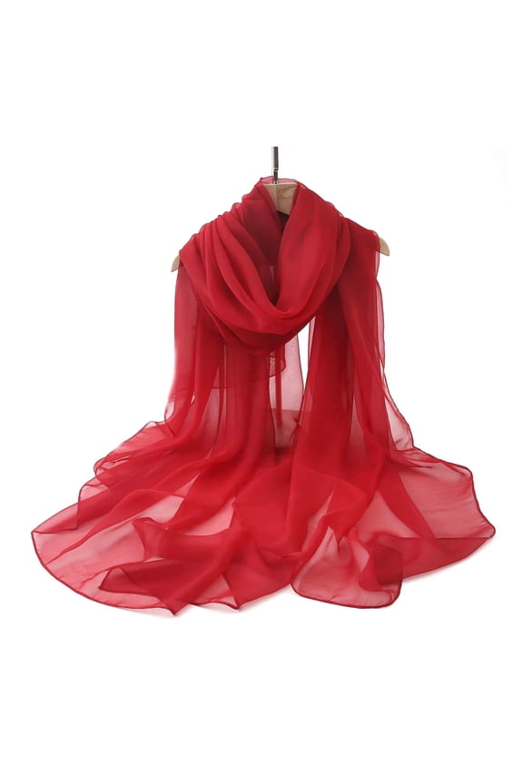 Sheer Gauze Scarf Wrap, Lightweight Sun Protection Shawl for Women, Soft Breathable Summer Neck Cover for Beach Vacation, Elegant Solid Color Scarf for Outdoor and Daily Use - Wine