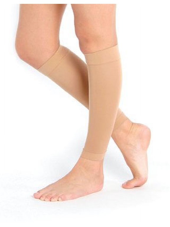 Sheer Graduated Compression Calf / Shin Splint Firm Support Sleeves - One Pair - XX-Large, Beige