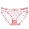 thumbnail image 1 of Sheer Heart-Print Panties for Women, Mesh Soft Stretch Pink Underwear with Ruffle Trim, Comfy Briefs S-XXL,Size M, 1 of 2