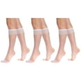 thumbnail image 1 of Sheer Knee High Socks for Women 15 Denier Stay up Band (white) 3 Pairs, 1 of 8
