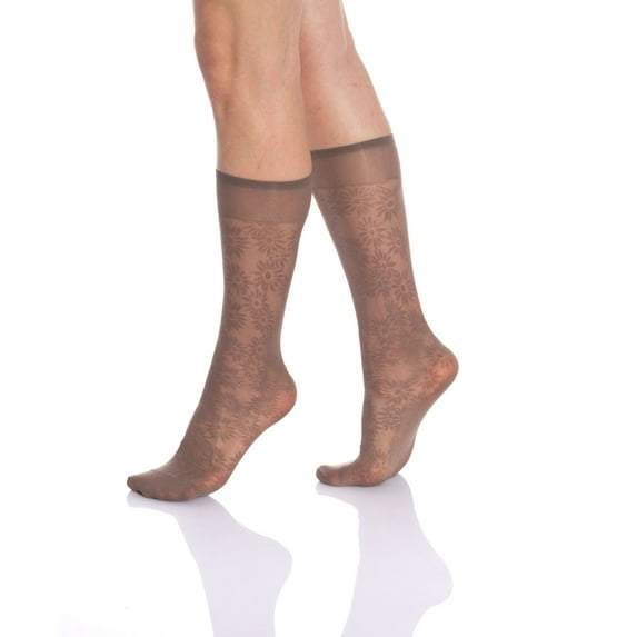 Sheer Knee Socks for Women Mink Flower Patterned 8 Pairs Stockings