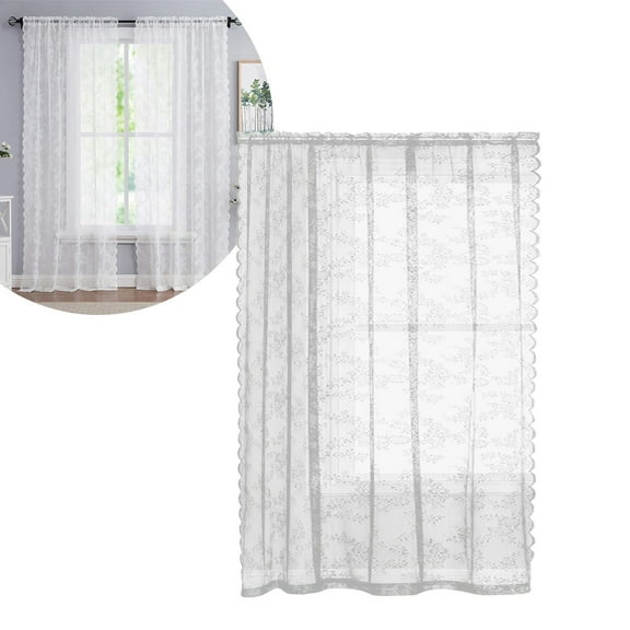 Sheer Lace Curtains, Floral Lace Sheer Curtains, Elegant Sheer Window Drapes, Decorative Curtains, Kitchen Window Curtains, Must-Have Curtains for Living Room & Bedroom Window Use(55.12×96.06 Inch)