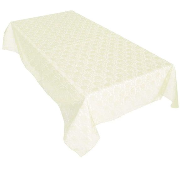 Sheer Lace Tablecloth Overlay Wedding and Party Decoration Ivory