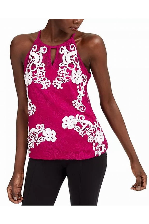 Sheer Lace Top Bold Strawberry L