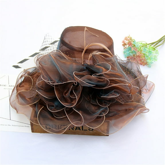 Sheer Lace Veil Hat - Vintage-Inspired Bridal Accessory for Weddings & Retro Themes Clearance, Yubnlvae Women's Church Fascinator Cap Tea Wedding Hat , Coffee, One Size