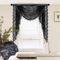 thumbnail image 1 of Sheer Lace Waterfall Window Valance with Bead Tassels Floral Embroidered Valance Curtains Semi Sheer Rod Pocket Valance/Swags for Bedroom/Living Room/Kitchen/Basement, 1 of 7