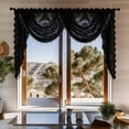 thumbnail image 1 of Sheer Lace Waterfall Window Valance with Bead Tassels Floral Embroidered Valance Curtains Semi Sheer Rod Pocket Valance/Swags for Bedroom/Living Room/Kitchen/Basement, 1 of 7