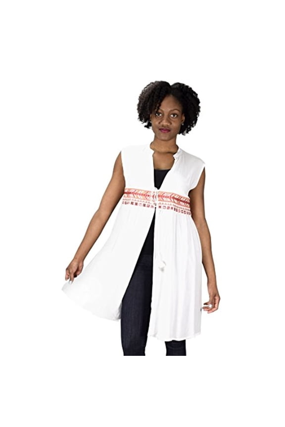 Sheer Lightweight Summer Beach Cover up Kimono Embroidered Cardigan Aztec