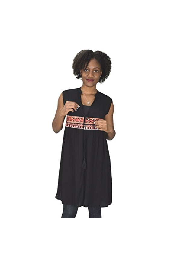 Sheer Lightweight Summer Beach Cover up Kimono Embroidered Cardigan Aztec