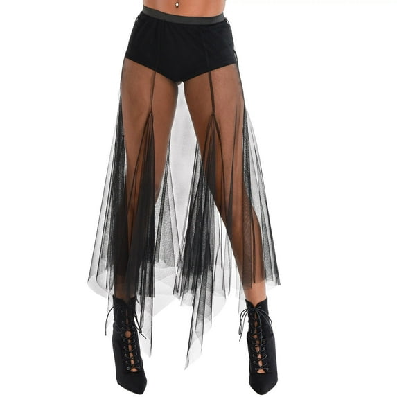 Sheer Long Skirt - Adult S/M | Mesh | Black | 1 Pc.