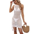 thumbnail image 1 of Sheer Mesh Beach Dress White S, 1 of 7