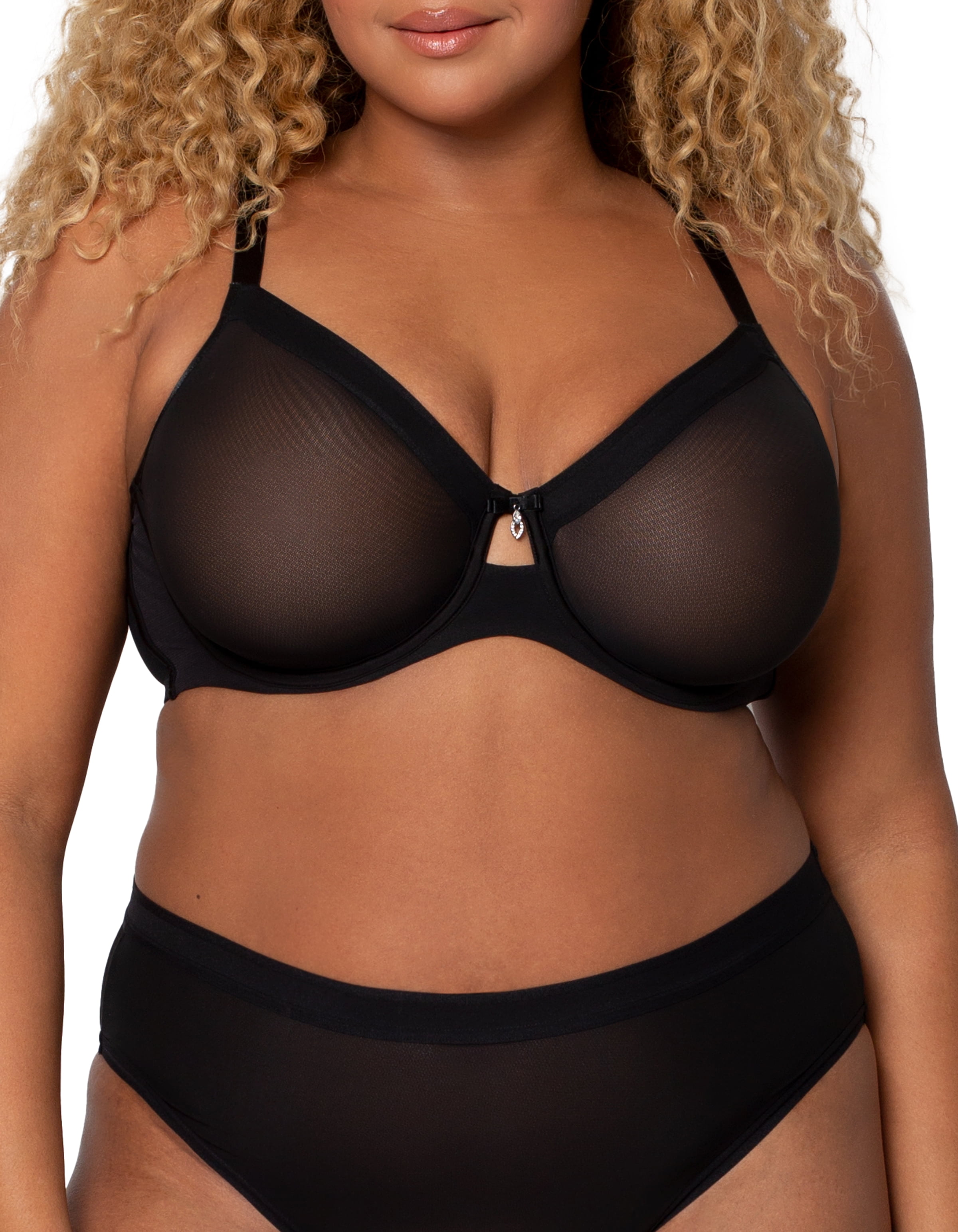 Sheer Mesh Full Coverage Unlined Underwire Bra - Olive Waves – Curvy Couture