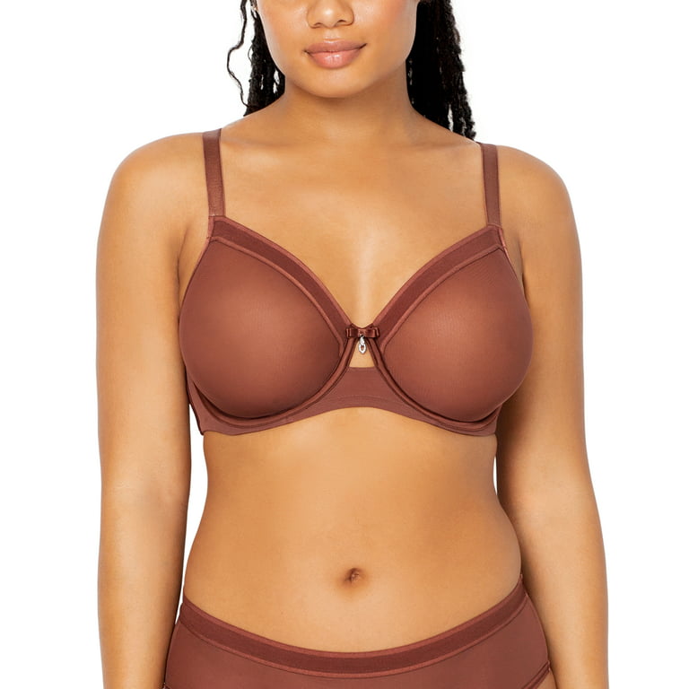 Sheer Mesh Full Coverage Unlined Underwire Bra - Chocolate Nude