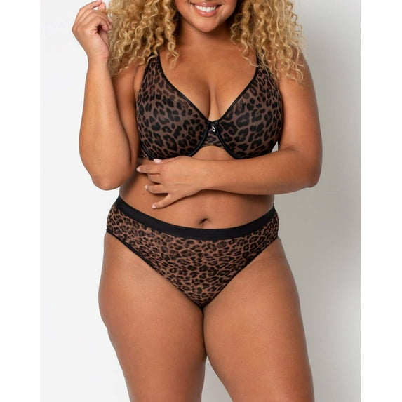 Sheer Mesh High Cut Brief - Designer Leopard