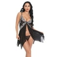 thumbnail image 1 of Sheer Mesh Lace Front-Button Nightgown with Push-Up & High Slit, 1 of 1