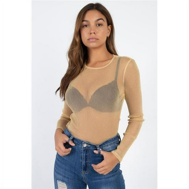 Sheer Mesh Metallic Top - Walmart Business Supplies
