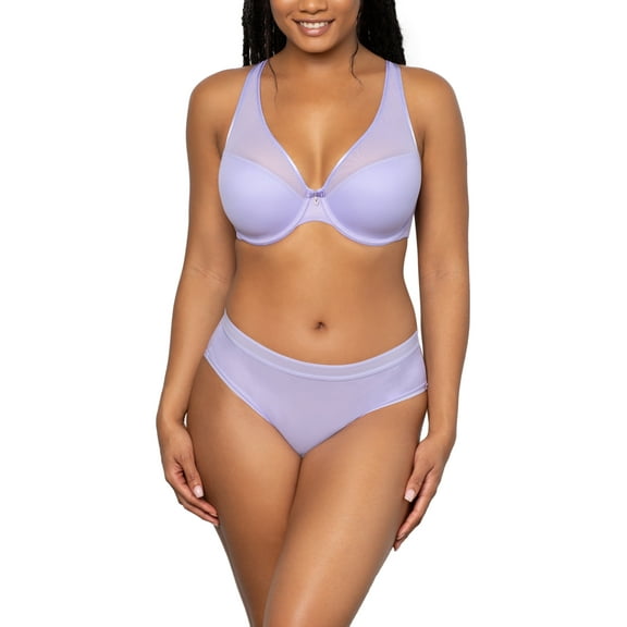 Sheer Mesh Plunge T-Shirt Bra - Lavender Mist