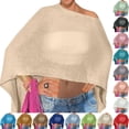 thumbnail image 1 of Sheer Mesh Poncho for Women, Asymmetrical One-Shoulder Knit Cover Up - Boho Beach Tunic Top, Loose Sleeveless Cape Shirt, Summer Vacation Sun Protection Layering Piece Green, 1 of 5