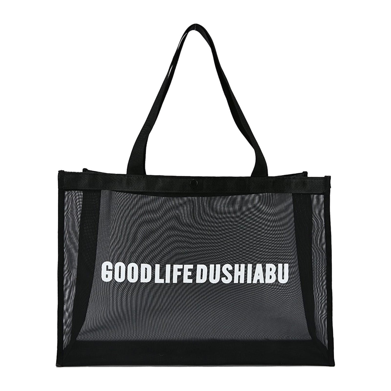 Sheer Mesh Shoulder Bag Mesh Beach Bag with Suction Buckle Tote Bag for