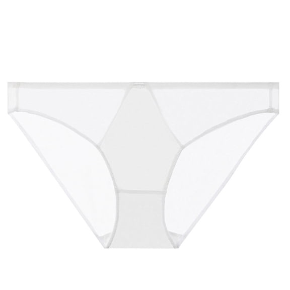 Sheer Mesh Underwear for Women - No Show Seamless Bikini Panties, Breathable & Lightweight for Everyday, Pure White, S-XXL,Size S