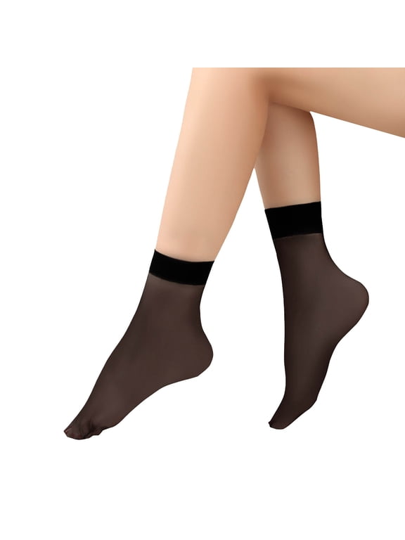 Sheer Nylon Ankle Socks for Women, 6 Pairs Transparent Low Cut Thin Socks, Soft Smooth Breathable Short Stockings, Elastic Stretchy Lightweight Liner Socks for Flats, Loafers, Heels,Black