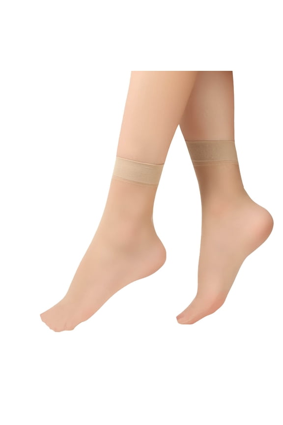 Sheer Nylon Ankle Socks, Women Transparent Short Socks, High Elastic Thin Hosiery, Smooth Skin Friendly Slim Fit Foot Wear for Dress Matching Leisure Outing Lightweight Elegant Socks,Khaki