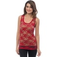 thumbnail image 1 of Sheer Nylon Lace Racerback Tank Top (Small, Dark-Red), 1 of 2